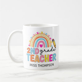 Personlig 2:a Klass Rainbow Teacher Coffee Mugg