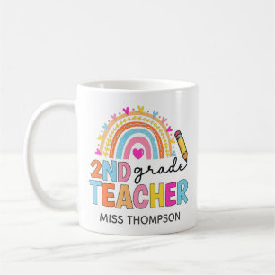 Personlig 2:a Klass Rainbow Teacher Coffee Mugg