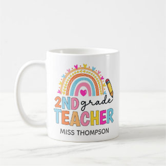Personlig 2:a Klass Rainbow Teacher Coffee Mugg