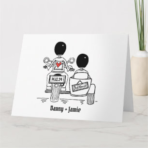 Personlig 2 Brudgum Motorcykel & Sidovagn Bröllop Kort