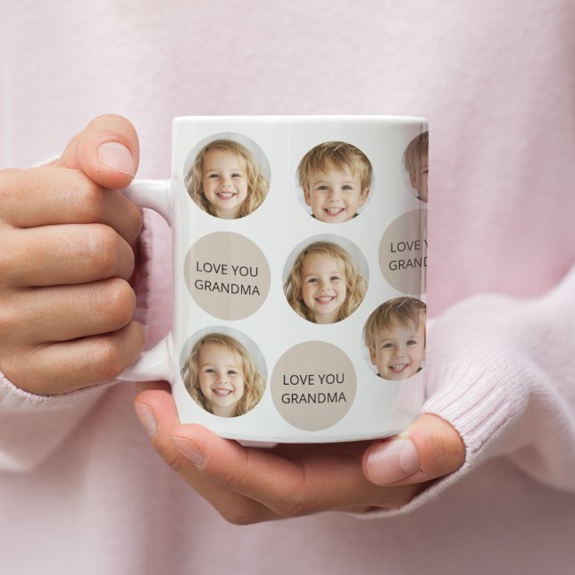 Personlig 2-foto-Ansikte | I Kärlek You Grandma Kaffemugg (Skapare uppladdad)