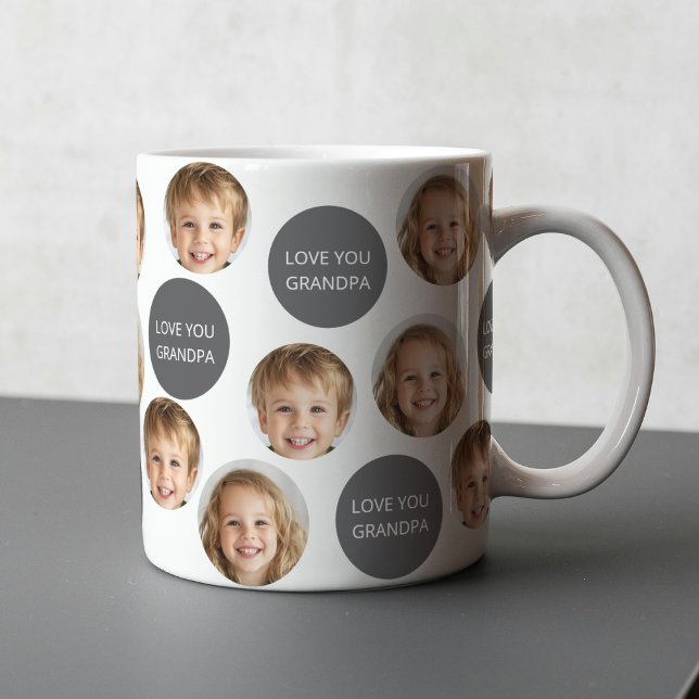 Personlig 2-foto-Ansikte | Jag Kärlek, du morfar Kaffemugg (Skapare uppladdad)