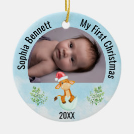 Personlig 2 Foto Babys Min första jul 2022 Julgransprydnad Keramik