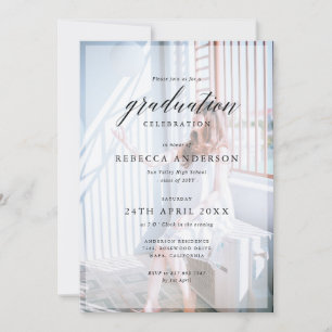 Personlig 2 Foto Chic Calligraphy Studenten Inbjudningar