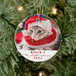 Personlig 2 Foto Pet Cat Meowy jul  Julgransprydnad Keramik