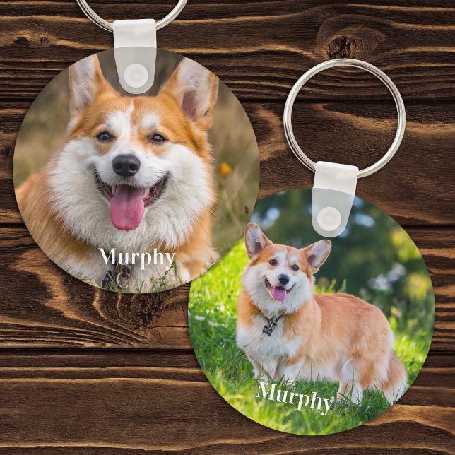 Personlig 2 Fotomodern Pet Hund älskare Nyckelring (Skapare uppladdad)