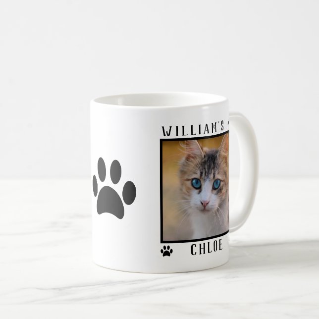 Personlig 2 Foton Namn Tass avtryck Cat Photo Kaffemugg (Framsida höger)