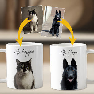 Personlig 2 Foton och Namn Kaffemugg