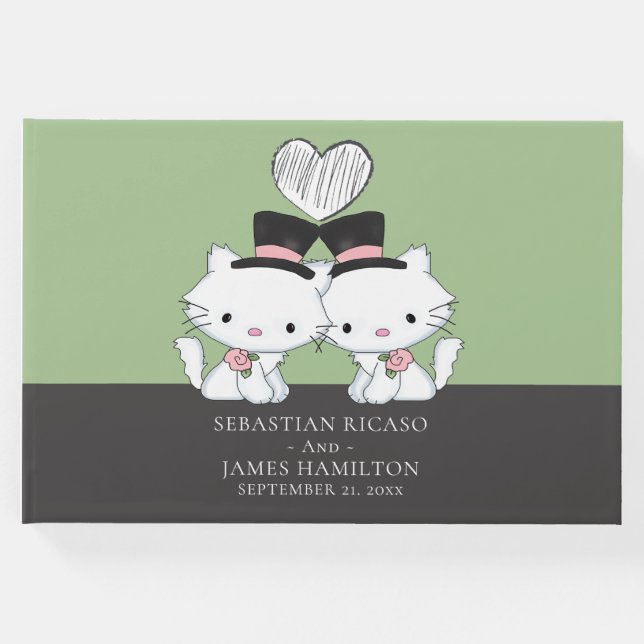 Personlig 2 Groom Cat ThLED Gay Bröllop Gästböcker (Framsida)