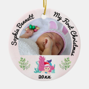 Personlig 2 Photo Babys Min första jul 2021 Julgransprydnad Keramik