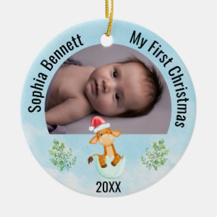 Personlig 2 Photo Babys Min första jul 2021 Julgransprydnad Keramik