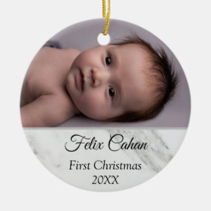Personlig 2 Photo Babys Min första jul 2021 Julgransprydnad Keramik