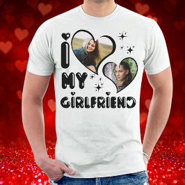 Personlig 2 Photo I Kärlek Min flickvän Anpassning T Shirt