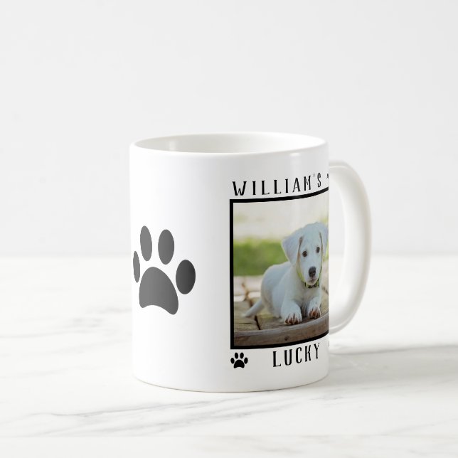 Personlig 2 Photos Namn Tass avtryck Hund Photo Kaffemugg (Framsida höger)