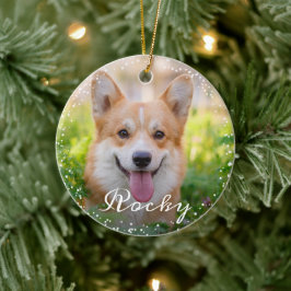 Personlig 2 Puppy-Helgdag för foto Pet Hund Julgransprydnad Keramik