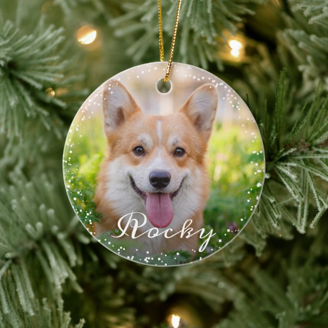 Personlig 2 Puppy-Helgdag för foto Pet Hund Julgransprydnad Keramik (Träd)