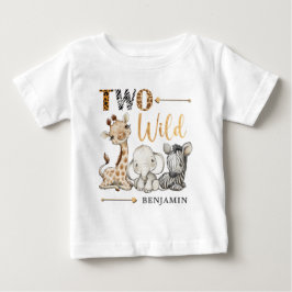 Personlig 2 Vild Safari första födelsedag Baby B T Shirt