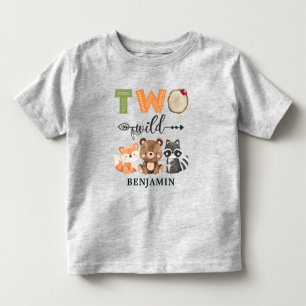 Personlig 2 Vild Skogsdjur Andra födelsedagen T Shirt