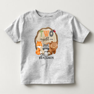 Personlig 2 Vild Skogsdjur Andra födelsedagen T Shirt