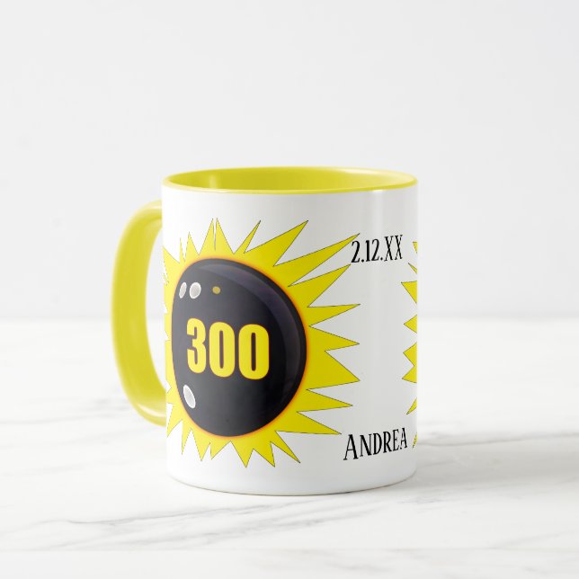 Personlig 300 Perfekt Game Bowling, kaffe Mugg (Framsida vänster)