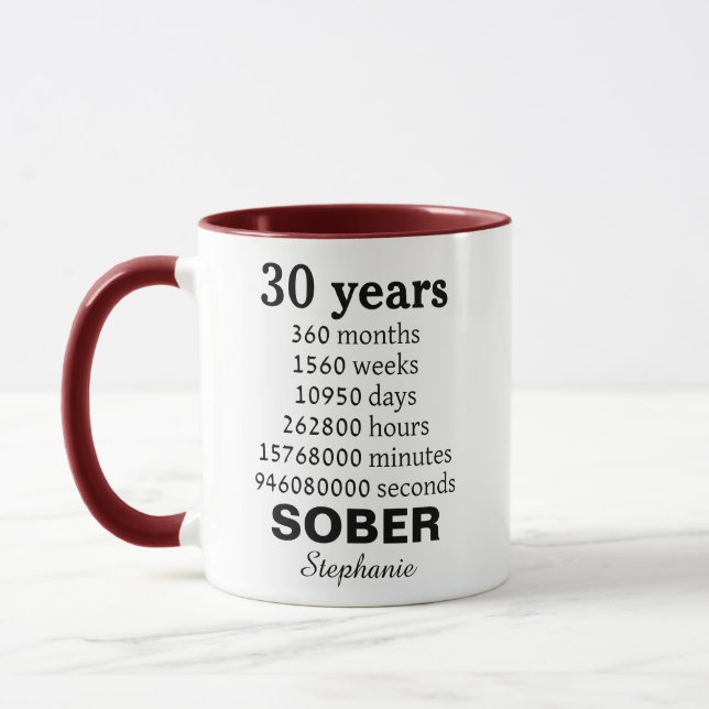 Personlig 30 år nykter mug Nyktrapresent Mugg (Vänster)