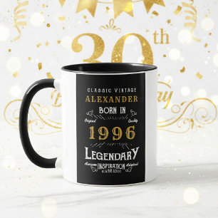 Personlig 30-årsdag Född 1996 Vintage Svart Mugg