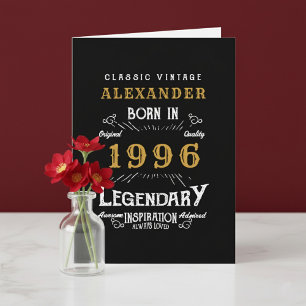 Personlig 30-årsdag Födelsedag 1996 Vintage Svart Kort