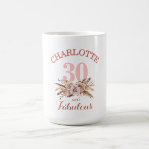 Personlig, 30 och blommor kaffemugg