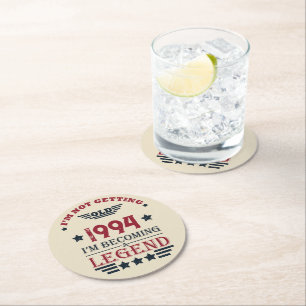 Personlig 30 vintage 30års födelsedag party underlägg papper rund