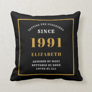 Personlig 30års födelsedag 1991 Elegant Chic Black Kudde