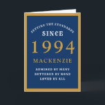 Personlig 30års födelsedag 1994 Blåa Guld-Chicen Kort<br><div class="desc">Blått och guld födelsedagskort för de speciella människor som föddes 1994 i 30års födelsedag. Anpassa enkelt texten till födelsekortets framsida och insida med hjälp av den mall som finns. En del av inställningsstandardintervallet för hälsningskort.</div>