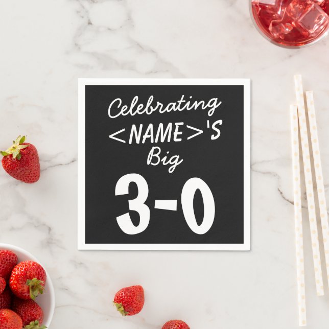 Personlig 30års födelsedag Black Papper Napkins Pappersservett (Insitu)