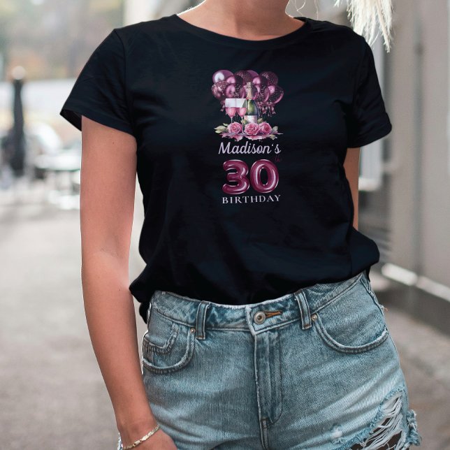 Personlig 30års födelsedag Luxury Vin & Balloation T Shirt (Skapare uppladdad)