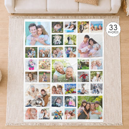 Personlig 33-foto Collage Mall Vit Fleecefilt