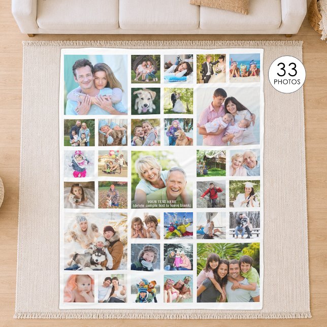 Personlig 33-foto Collage Mall Vit Fleecefilt (Skapare uppladdad)