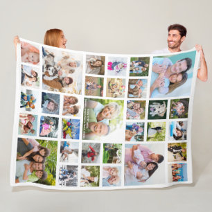 Personlig 33 Photo Collage Template White Fleecefilt