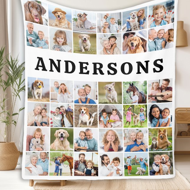 Personlig 36 Photos Collage Cute Trendig Family Fleecefilt (Skapare uppladdad)