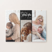 Personlig 3-bildskollage Svart mamma Est År