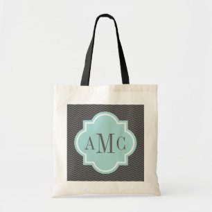 Personlig 3 brev monogram grått teal tofusk i tygkasse
