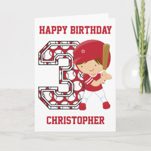 Personlig 3:e födelsedag: Baskidrottsrött Kort