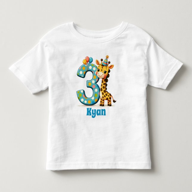 Personlig 3:e födelsedagen Giraffe T Shirt (Framsida)