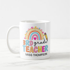 Personlig 3:e Klass Rainbow Teacher Coffee Mugg