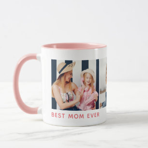 Personlig 3-foto 'Bästa mamma någonsin' Mugg
