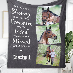 Personlig 3 Foto Pet Horse Memorial Fleecefilt