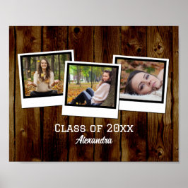 Personlig 3-Foto ramar Rustic Studenten Poster
