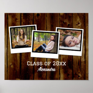 Personlig 3-Foto ramar Rustic Studenten Poster