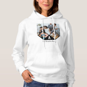 Personlig 3-fotokollage, monogram t shirt