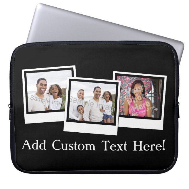 Personlig 3-fotoögonblicksbild Ramar Anpassningsba Laptop Sleeve (Framsidan)