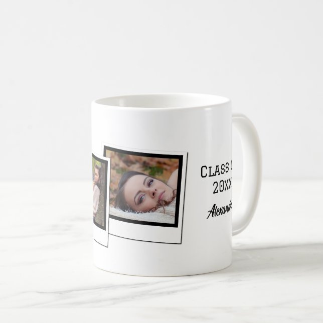 Personlig 3-fotoögonblicksbild Ramar Studenten Kaffemugg (Framsida höger)