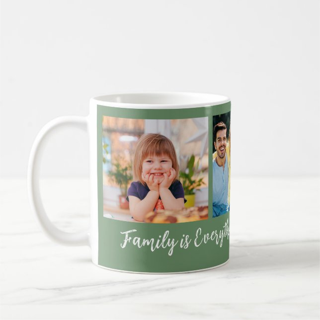 Personlig 3 Grönt för fotofamilj Namn-offert Kaffemugg (Vänster)